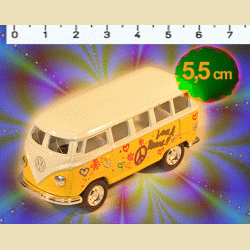 VW HIPPIEBUS model 1962 (small-l:5,5cm-gul)