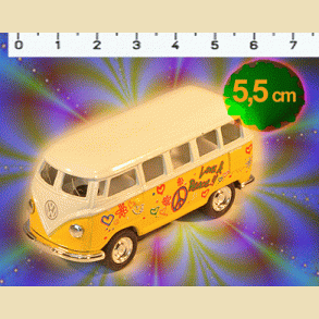 VW HIPPIEBUS model 1962 (small-l:5,5cm-gul)