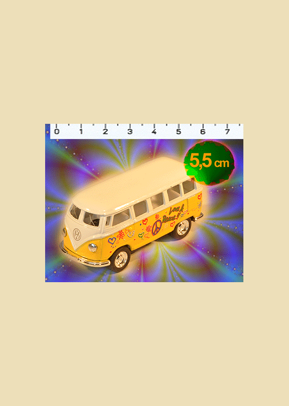 VW HIPPIEBUS model 1962 (small-l:5,5cm-gul)